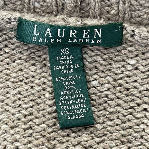 Lauren Ralph Lauren Wool Alpaca Blend Cardigan Size XS Brown Drape Front - Picture 9 of 10